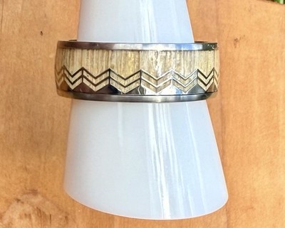 Bomb Party - Timeless Collection - Journey in Waves -  Grey Wood - Ring Size 9