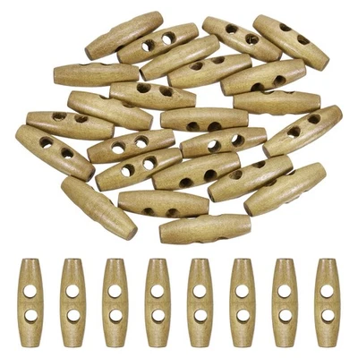24 Stück Holz Knebelknöpfe 30mm/1.2" 2 Loch Olive Nähen Knöpfe Hellbraun - Bild 1 von 4