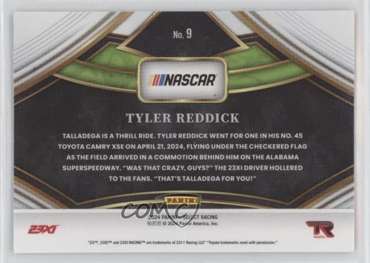 2024 Panini Select Sights of Victory Tyler Reddick #9 - Image 2 of 2