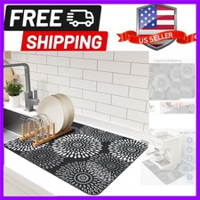 Dish Drying Mat Super Absorbent Kitchen Counter Mat Rubber Backing Draining M...