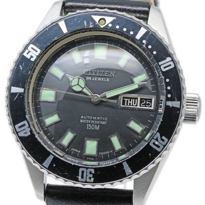 Citizen Leopard 150m diver day-date 4-722710 Y 39.5mm Black Dial Auto SS Men's