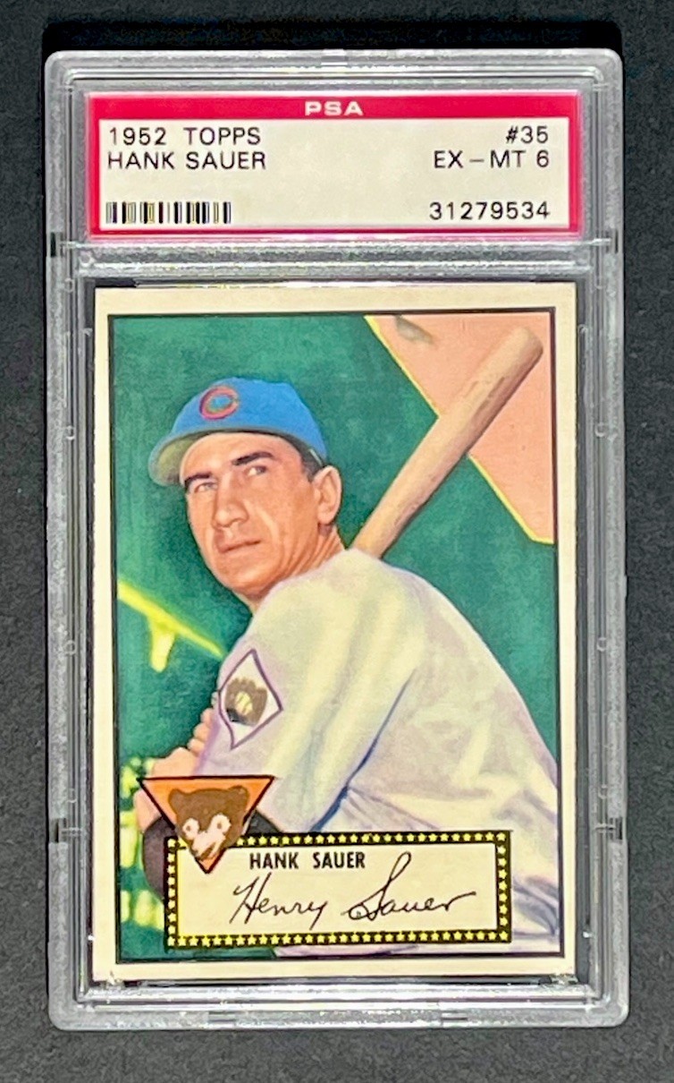 1952 Topps Hank Sauer #35 Red Back PSA 6 EXMT Chicago Cubs