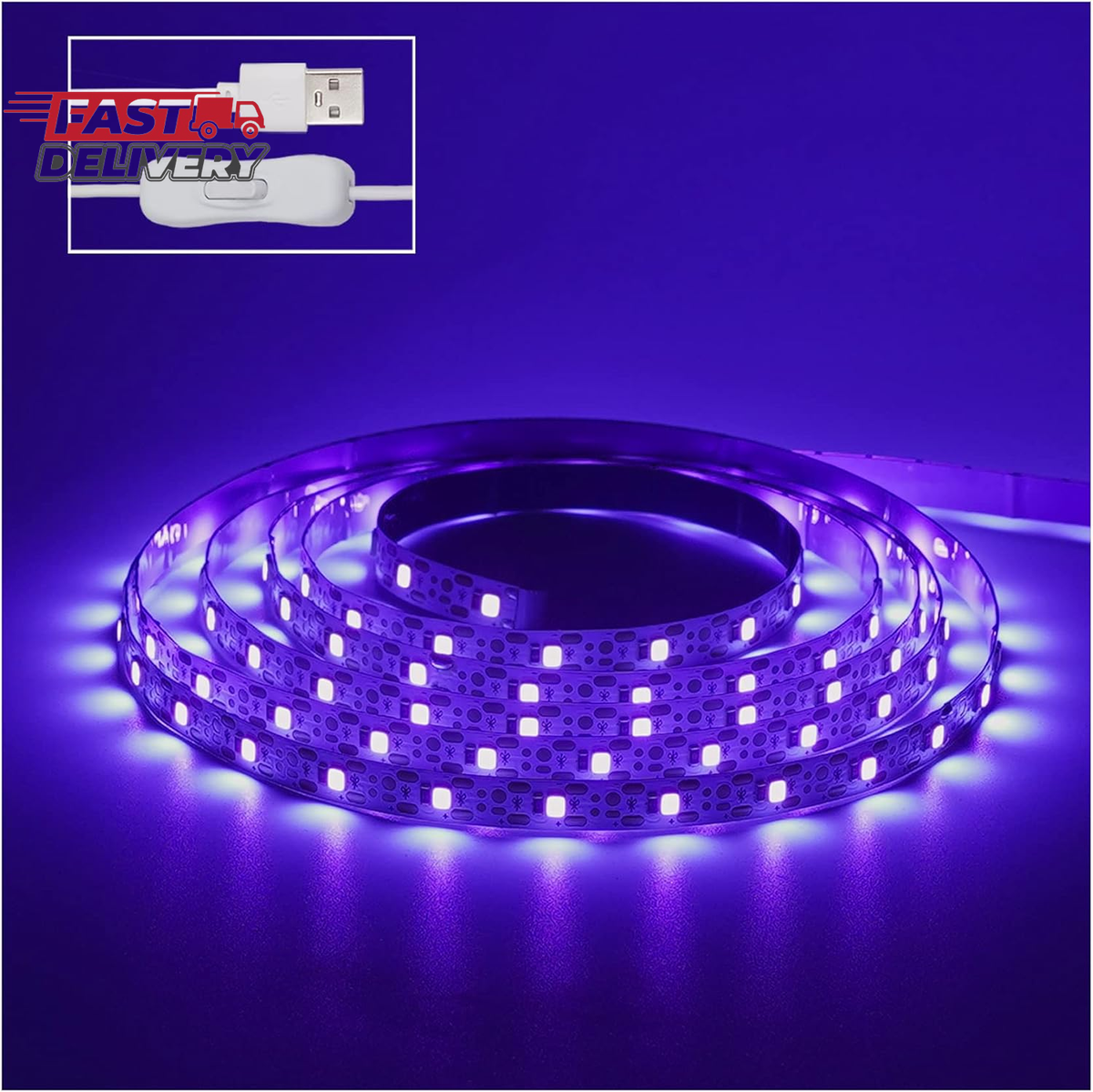 6.6FT/2M LED Black Light Strip - 120 Units LED UV Wick 395-400Nm