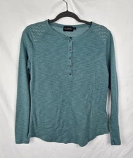 Seg'ments Essentials Lace Trim Minimalist Henley Long Sleeve Top sz L