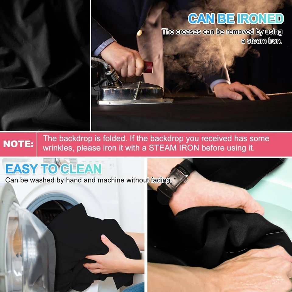 Fondo De Fotografia Negro Solido Para Estudio De Video De 5 X 6 Pies Con Soporte Foto 4 de 4