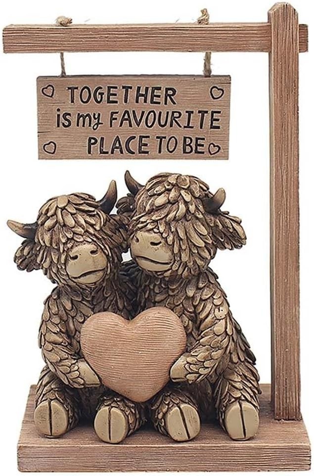 Lesser & Pavey Hughie Highland Cow Together Figurine For Home & Office | Home D