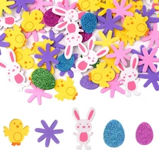 160 Pcs Easter Foam Stickers Animal Shape Self Adhesive Easter Stickers Glitter 