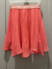 Matilda Jane Girls Size 12 Orange Coral Rayon Layered Flowy Skirt Short Knee