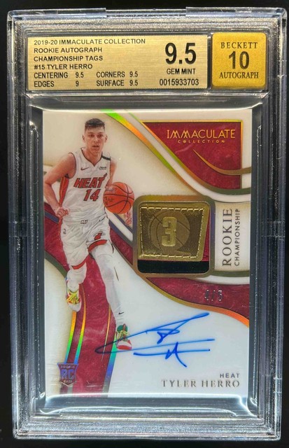 2019-20 Immaculate Tyler Herro Rookie Championship Tags Patch Auto #/5 BGS 9.5