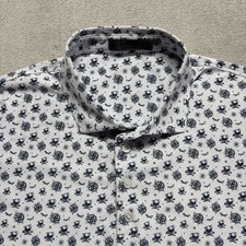 G/Fore Men's M White Skull  Tee Bones All Over Print Golf Polo