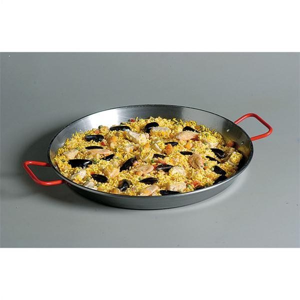 Plat à paella 80cm La Valenciana en acier poli pour repas géants