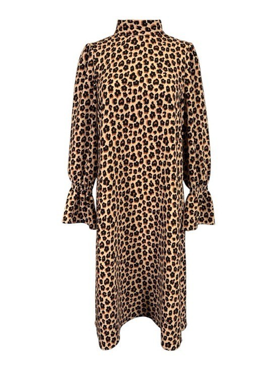 Vivetta Cheetah Long sleeve Mock Neck Midi Dress Size Small
