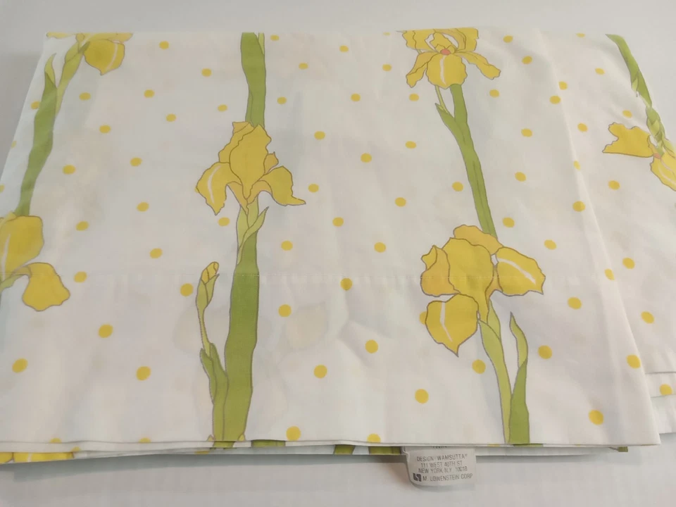 Hoja plana vintage Wamsutta ultracal tamaño doble estampado floral narciso EE. UU. Foto 4 de 4