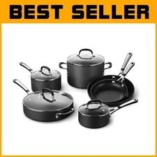 Non-Stick Cookware Set 10-Piece Black Pots & Pans