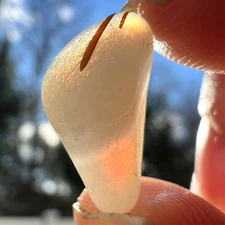 Pretty Opalescent & Brick-Red Striped Multi - Real Davenport Beach Sea Glass