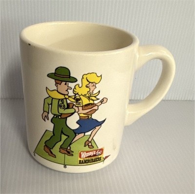 Wendy's Advertising Cartoon ''Hamburger Hall of Fame Roundup'' White Ceramic Mug
