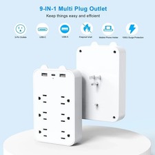 Outlet Extender Surge Protector Multi Plug Wall Adapter Tap 1050J