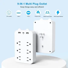 Outlet Extender Surge Protector Multi Plug Wall Adapter Tap 1050J