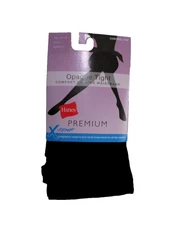 Brand New Women's Hanes Premium X-Temp Control Top Black  Opaque Tights XL