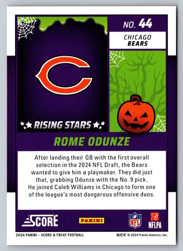 2024 Score-A-Treat #44 Rome Odunze A-Treat - Rising Stars Orange Pumpkin - Picture 2 of 2
