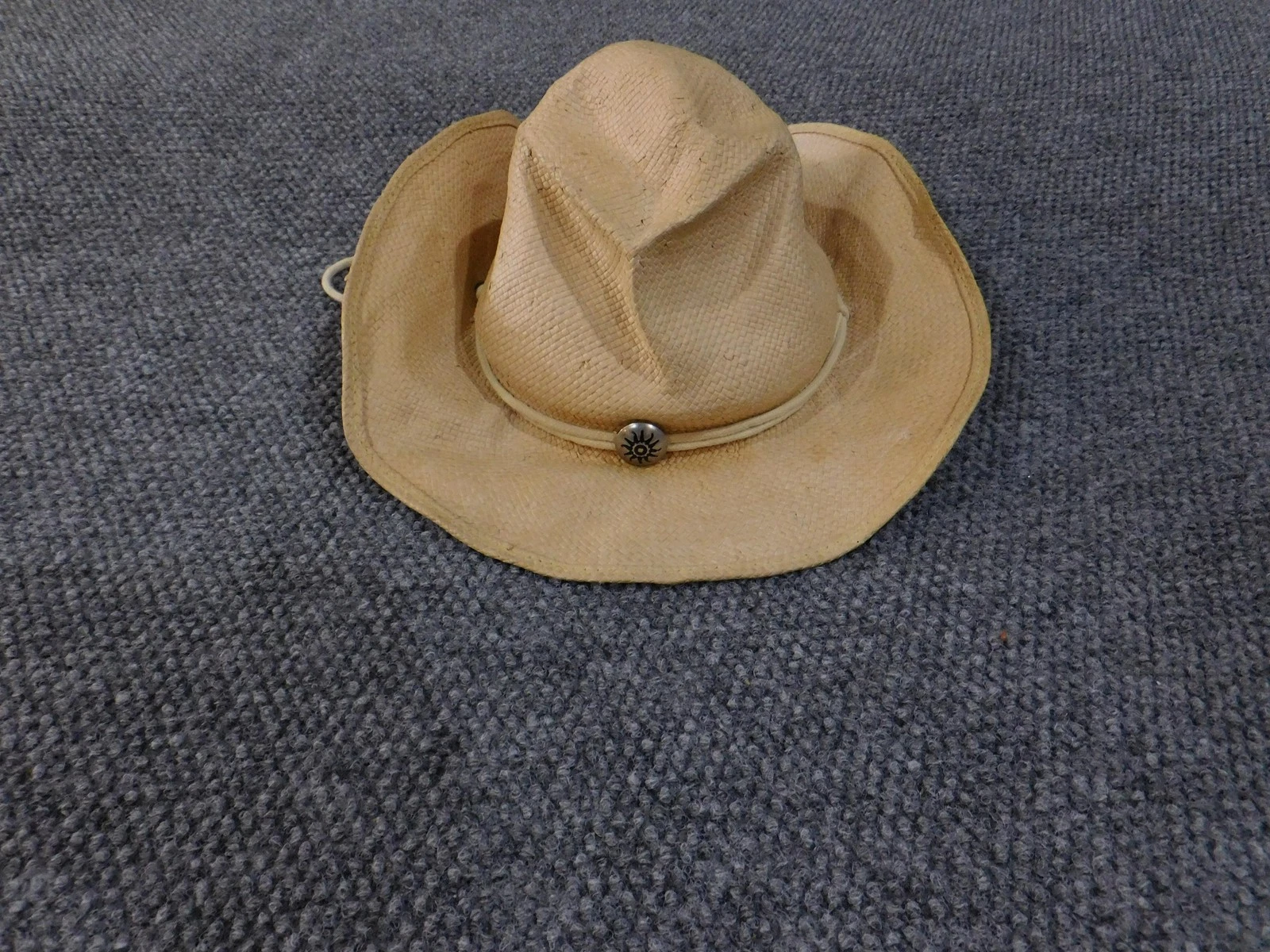 Scala Hat Cowboy Western Straw S/M Sun Button Chin Strap Outdoor Mens Western
