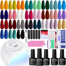 27 Colors Nail Polish Kit with UV LED Nail Dryer Lamp - Gel Polish Set, DIY Tool