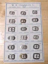 Old Antique Art Deco Small Strap Buckle Display Card W.K. Chandler Boston MA #5