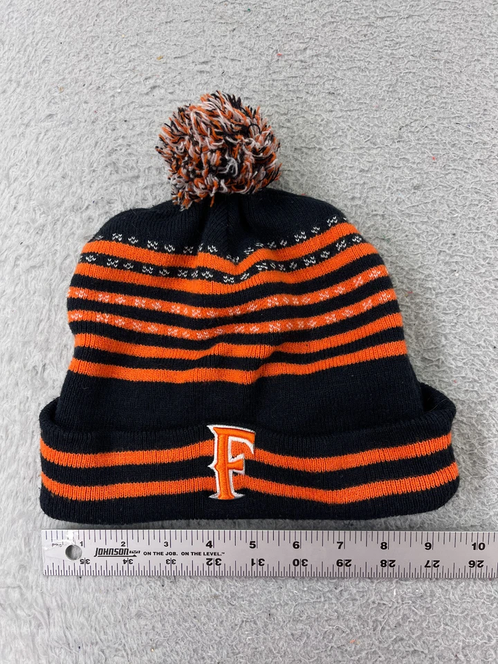 Cal State Fullerton Titans Beanie Toque Adult OS Orange Black Stripe Acrylic Pom - Image 4 of 4