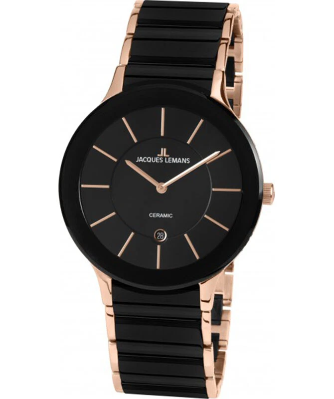 JACQUES LEMANS Classic 'Dublin' Watch  40mm Ceramic Strap Sapphire Glass Bk Dial - image 2 of 4