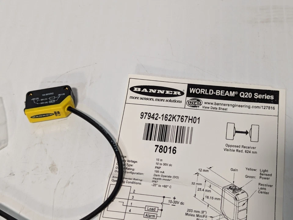 Banner Q20PR-78016 Photoelectric Receiver Sensor - Image 2 of 4