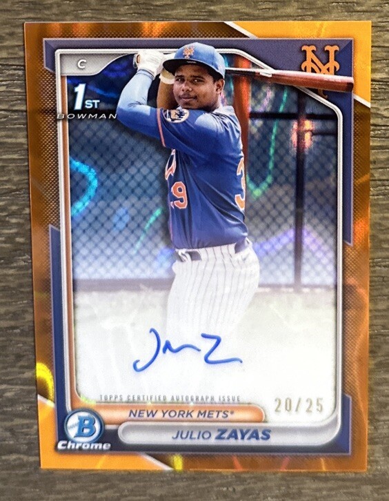 2024 Bowman Chrome -Prospect Autographs Orange Refractor #CPA-JZ Julio Zayas /25