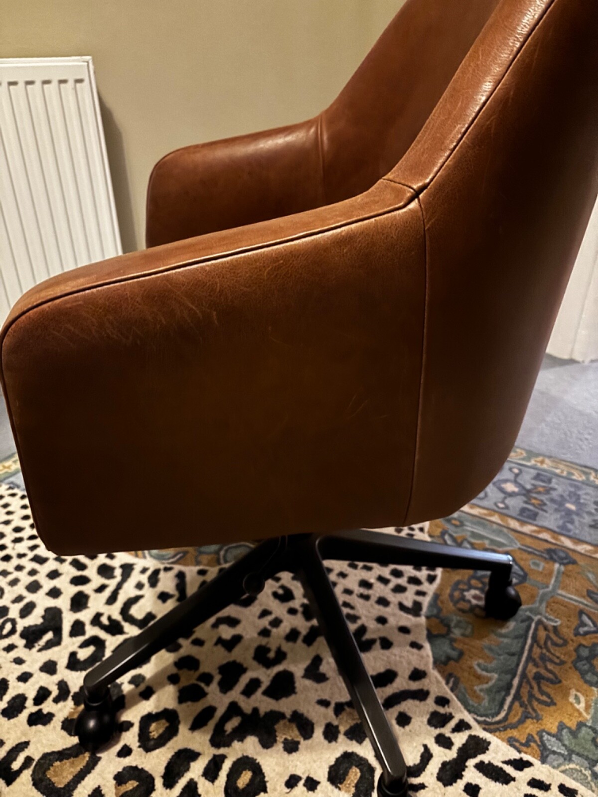 West Elm leather desk chair used eBay