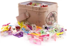 GDMINLO 100 Pack Multipurpose Sewing Clips for Quilting and Crafts with Tin Box,