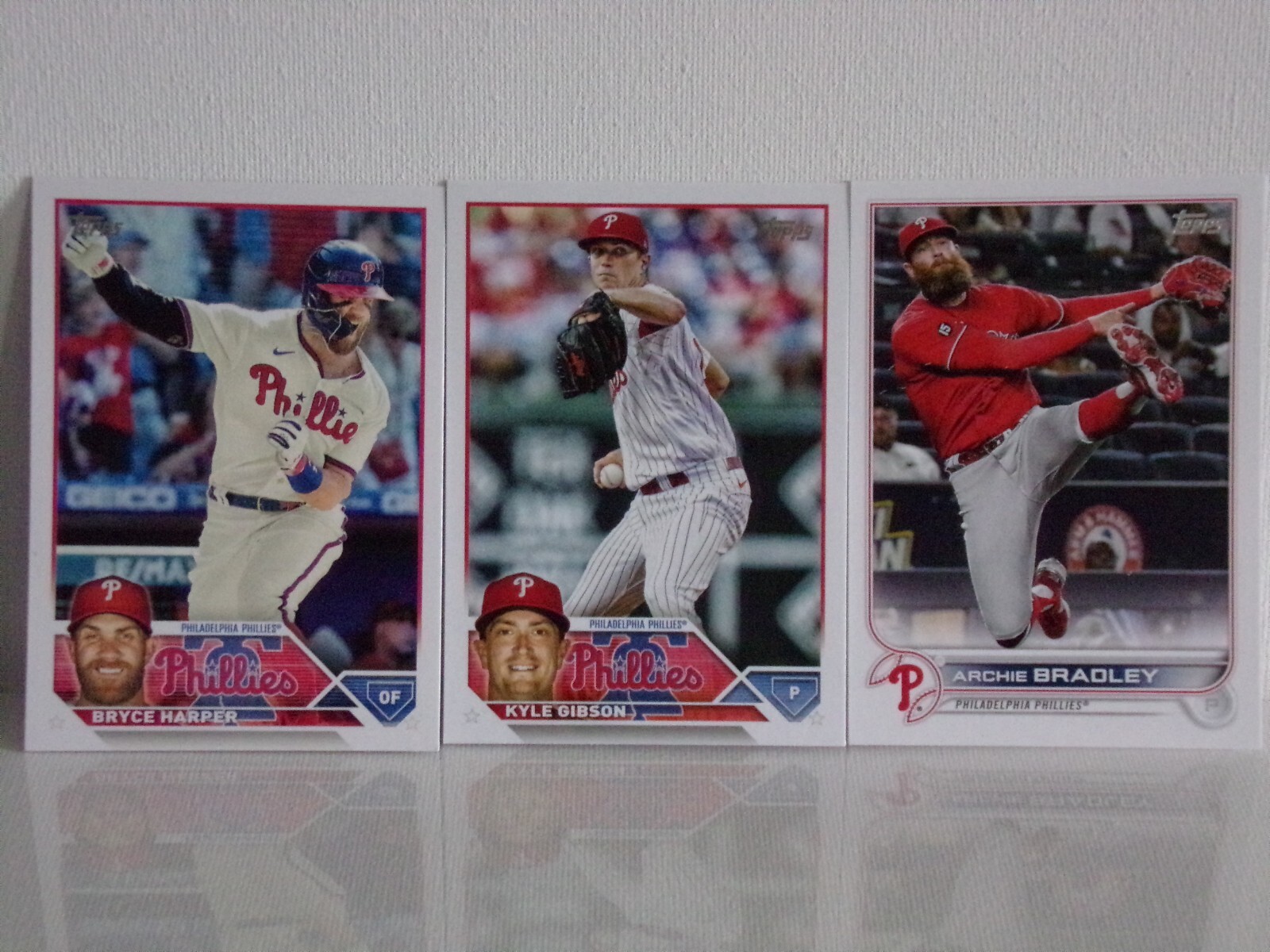 Lot of 3 Topps Phillies Cards, Bryce Harper, Archie Bradley, Kyle