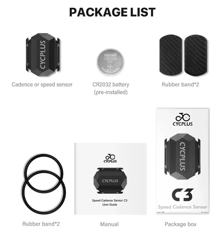 2 Cycplus C3 Cadence/Speed Sensors, Compatible With Wahoo, Garmin, All Brands - Image 2 of 4