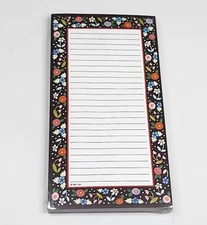 Mary Engelbreit Magnetic Lined Note Pad 8x4" Black & Floral Trim Colorbok 2003