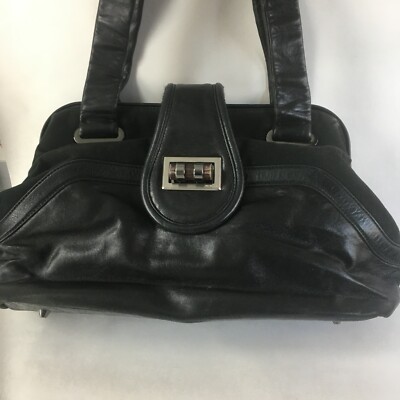 MIMCO HANDTASCHE Echtleder weich geschmeidig mittelgroße Schultertasche schwarz Knebel