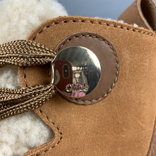 CHLOE Talla 6.5 Beige Marrón Ante Mezcla Materiales Botas - Imagen 7 de 8