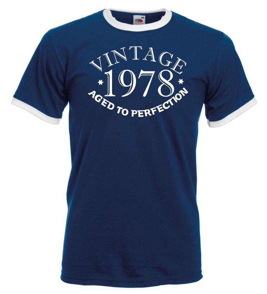 ALTRA T shirt Ringer da uomo 18 80° compleanno regalo vintage invecchiato al contrasto