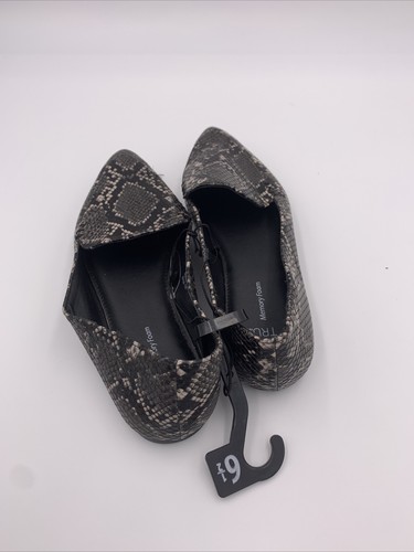  NEW Time and Tru Womens Black Snakeskin Flats - Size 6.5 - Photo 3/7