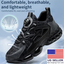 Men's Anti-Smash Anti-Puncture Work Safety Shoes Rubber Sole Steel Toe Sneakers