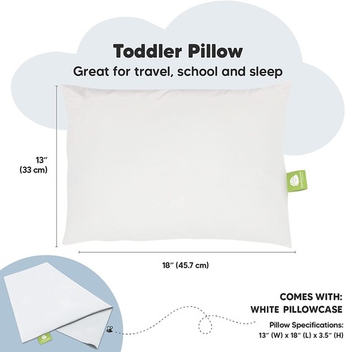 Organic Cotton Toddler Pillow with Pillowcase for Kids Sleeping and Traveling - Picture 5 of 20