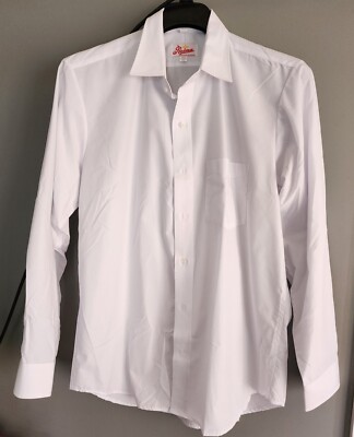 Reina Camisa de Vestir Para Hombre Manga Larga Formales  Blanco Puro Size 16
