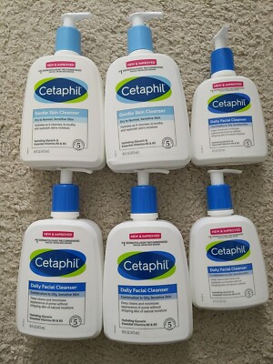 Cetaphil Daily/Gentle Facial Cleanser-Normal,Oily,sensitive skin-8 & 16 oz Lot-6