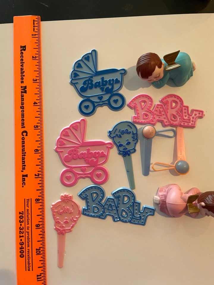 Panadería Artesanía Pastelera Kit Decoraciones Rosa y Azul Baby Shower Foto 3 de 4