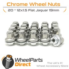 Wheel Nuts (20) 12x1.5 Flat Chrome for Jaguar X-Type 01-09 on Original Wheels