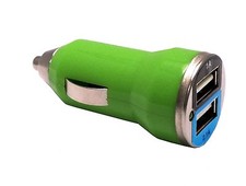 Dual USB Mini USB Car Charger Adapter - Green