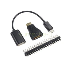 3 in 1 Raspberry Pi Zero Kit Mini HDMI to HDMI Adapter + Micro USB+GPIO Header F