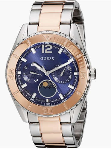 Women's U0565L3 Two-Tone Stainless Steel Bracelet Blue Dial Analog Guess Watch
