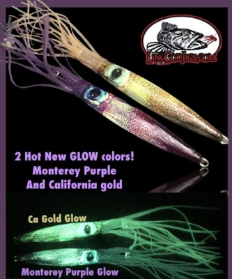 Lingcod jigs New LivingSquid lure glow jigging slow pitch fall flat purp/gld 